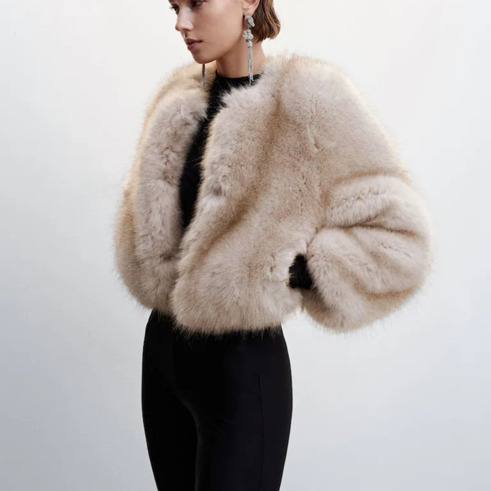 Rare Blogger Favorite Faux Fur Cropped Coat - Mango